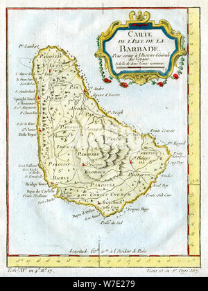 Mappa di Barbados, c1764. Artista: sconosciuto Foto Stock