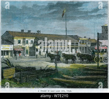 "Una strada di Salt Lake City, Utah, Stati Uniti d'America, c1880. Artista: sconosciuto Foto Stock