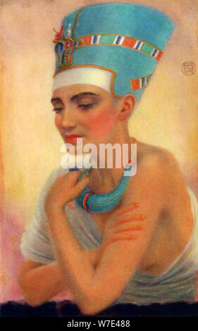 Nefertiti, antica egiziana regina del XVIII dinastia, xiv secolo A.C. (1926). Artista: Winifred Mabel Brunton Foto Stock