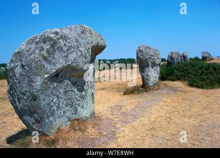 Gli allineamenti megalitici a Menec, 34th secolo A.C. Artista: sconosciuto Foto Stock