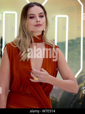 30 lug 2019 - Londra, Inghilterra, Regno Unito - Margot Robbie che frequentano una volta in Hollywood UK Premiere, Odeon Luxe, Leicester Square Foto Stock