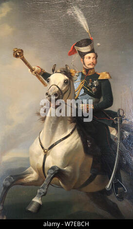 " Ritratto di Tsesarevich Alexander Nikolaevich a cavallo", 1850s. Artista: Egor Botman Foto Stock