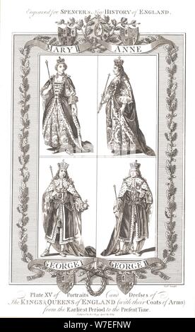 Inglese re e regine con stemmi, 1780-1800 artista: sconosciuto Foto Stock