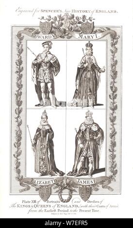 Inglese i re e le regine di stemmi. Pubblicato da Alex Hogg 15 febbraio 1794 Artista: Alex Hogg Foto Stock