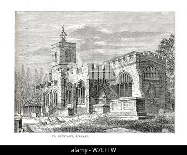 St.Dunstan's Stepney. Da una vista presa nel 1803. Artista: Walter Thornbury Foto Stock