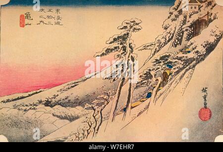 Tempo chiaro dopo la neve a Kameyama, da 53 stazioni della linea Tokaido, (1832), 1903. Artista: sconosciuto Foto Stock