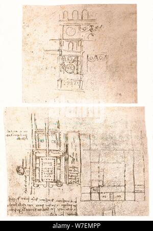 Due disegni di architettura, C1472-C1519 (1883). Artista: Leonardo da Vinci. Foto Stock