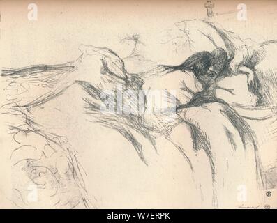 "Donna Risveglio a letto ', 1896. Artista: Henri de Toulouse-Lautrec. Foto Stock