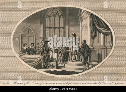 I cinque membri della House of Commons accusato di alto tradimento, 1642 (1793). Artista: sconosciuto. Foto Stock