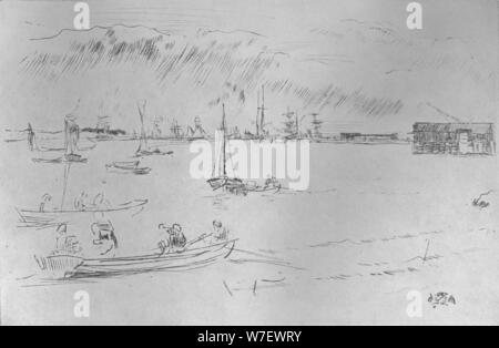 'Il Tamigi verso Erith', c1877, (1904). Artista: James Abbott McNeill Whistler. Foto Stock