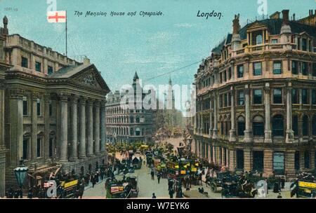 "La Mansion House e Cheapside, Londra', C1910. Artista: sconosciuto. Foto Stock