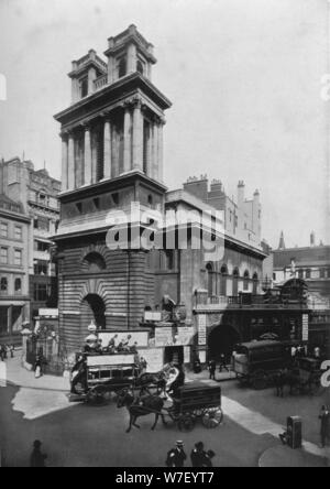 Chiesa di St Mary Woolnoth, City of London, c1910 (1911). Artista: Agenzia pittorico. Foto Stock