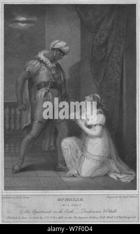 'L'Otello. Atto 4. Scena 2. Un Appartamento in castello. Desdemona & Othello", 1801. Artista: Andrew Michel. Foto Stock