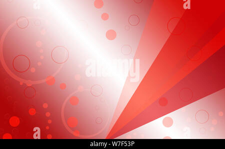 Cinque triangoli di diverse tonalità di rosso su rosso sfondo sfocato con gradiente cerchi punteggiati di diverse dimensioni. Foto Stock