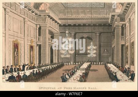 'Dr sintassi a libero Mason's Hall', 1820. Artista: Thomas Rowlandson. Foto Stock