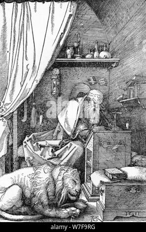 'St. Girolamo nella sua cella", 1511, (1906). Artista: Albrecht Dürer. Foto Stock
