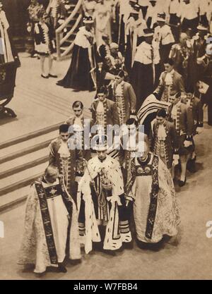 " King George VI lascia l' Abbazia, 12 maggio 1937. Artista: sconosciuto. Foto Stock