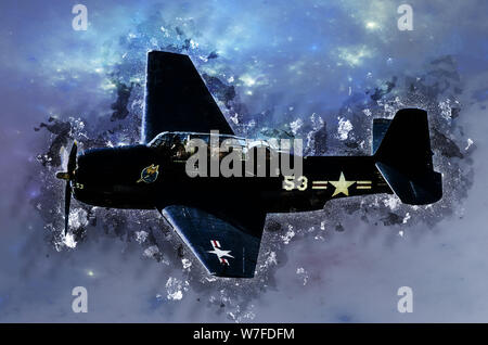 Migliorate digitalmente immagine di una vista laterale di un North American Aviation P Mustang USAF aereo da caccia Foto Stock