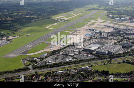 Vista aerea dell'Aeroporto Internazionale di Manchester, Agosto 2019 Foto Stock