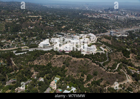 Vista aerea del J. Paul Getty Museum of Art di Los Angeles in California Foto Stock