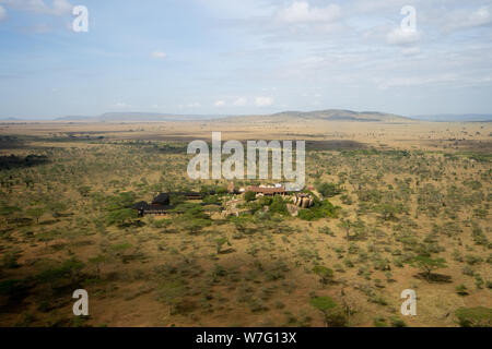 La fotografia aerea dei pascoli nel Parco Nazionale del Serengeti, Tanzania Foto Stock