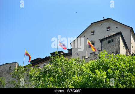 24 luglio 2019, il Liechtenstein VADUZ: Vaduz Castello a Triesenberg - Il Principato del Liechtenstein è di 300 anni. Essa è stata fondata il 15 agosto 1719, tra la Svizzera e l'Austria. Il capitale è Vaduz (nell'immagine). Foto: Volkmar Heinz/dpa-Zentralbild/ZB Foto Stock