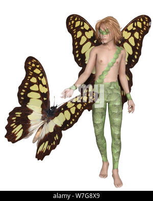 A coda di rondine maschio Butterfly Fairy e Butterfly Foto Stock