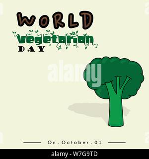 Giornata Mondiale del Vegetarismo con broccoli icona vettore Illustrazione Vettoriale