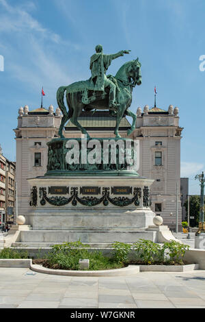 Monumento al principe Mihailo, Piazza della Repubblica, Belgrado, Serbia Foto Stock