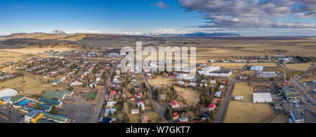 Città Hvolsvollur, Islanda Foto Stock