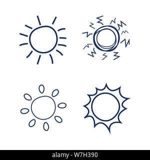 Disegnata a mano doodle sun simboli logo vettoriale impostare image design Illustrazione Vettoriale