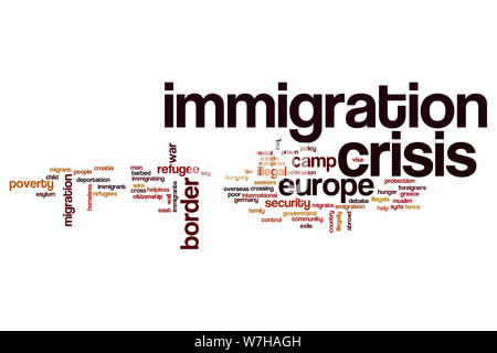 Immigrazione parola crisi il concetto di cloud Foto Stock