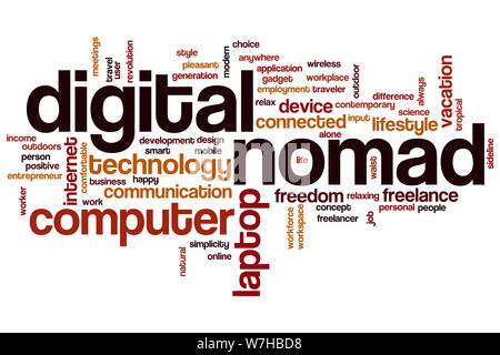Il nomade digitale word concetto di cloud Foto Stock
