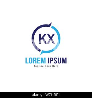 Iniziale logo KX Modello con telaio moderno. KX minimalista lettera logo illustrazione vettoriale design Illustrazione Vettoriale
