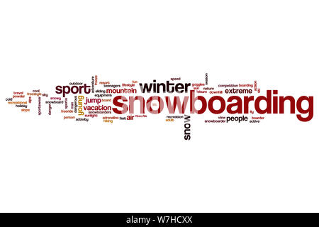 Snowboard parola concetto di cloud Foto Stock