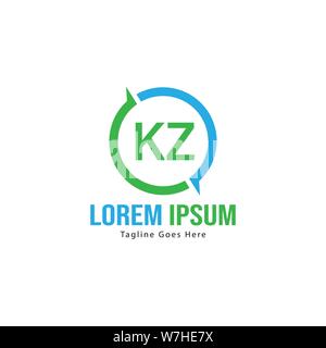 Iniziale logo KZ Modello con telaio moderno. KZ minimalista lettera logo illustrazione vettoriale design Illustrazione Vettoriale
