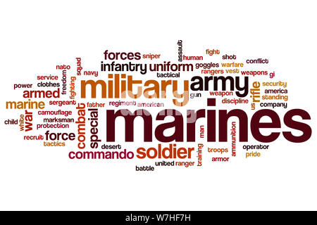 Marines parola concetto di cloud Foto Stock