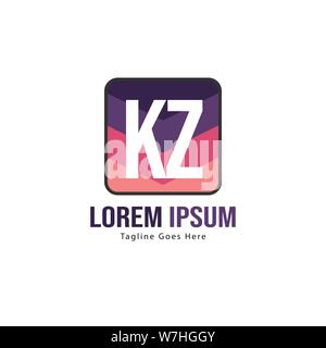 Iniziale logo KZ Modello con telaio moderno. KZ minimalista lettera logo illustrazione vettoriale design Illustrazione Vettoriale