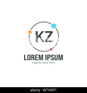 Iniziale logo KZ Modello con telaio moderno. KZ minimalista lettera logo illustrazione vettoriale design Illustrazione Vettoriale
