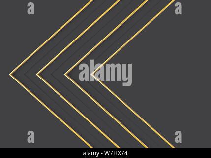 Abstract linea oro nella direzione della freccia su grigio design moderno lusso futuristico vettore sfondo immagine. Illustrazione Vettoriale