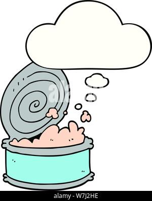 Cartoon conserve di pesce con fumetto pensiero Illustrazione Vettoriale