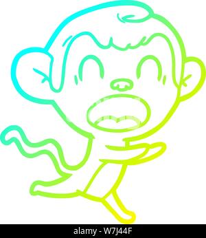 Gradiente a freddo la linea di disegno di un gridare cartoon monkey Illustrazione Vettoriale