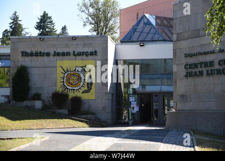 La capitale mondiale della tappezzeria di Aubusson sul fiume La Creuse, Nouvelle-Aquitaine, Francia Foto Stock