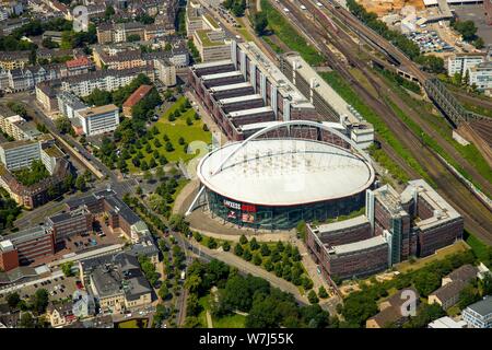 Vista aerea, la Lanxess Arena, sala polivalente, quartiere Deutz di Colonia, nella Renania, Nord Reno-Westfalia, Germania Foto Stock