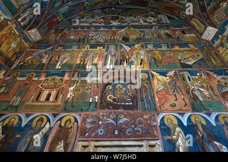 Da affreschi all'interno dell'Umorismo Monastero Ortodosso Rumeno convento, 1530, Gura Humorului, Romania Foto Stock