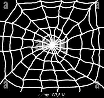 Disegnata a mano spider web illustrazioni. Web bianco con sfondo nero Foto Stock