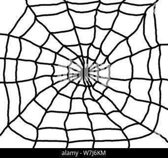 Disegnata a mano spider web illustrazioni. Nastro nero con sfondo bianco Foto Stock