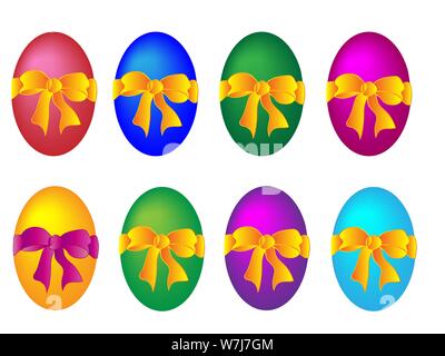 Colorate le uova di pasqua con archetti Cranberry, Compilazione Illustrazione Vettoriale