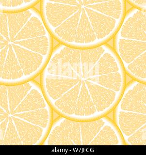 Modello senza cuciture con maturi, luminoso, succosa, colorata, grandi fette di limone di agrumi Illustrazione Vettoriale