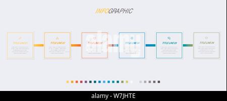 Vettore timeline infographics modello di disegno con elementi rettangolari. Contenuto, pianificazione, timeline, diagramma, il flusso di lavoro aziendale, una infografica Illustrazione Vettoriale